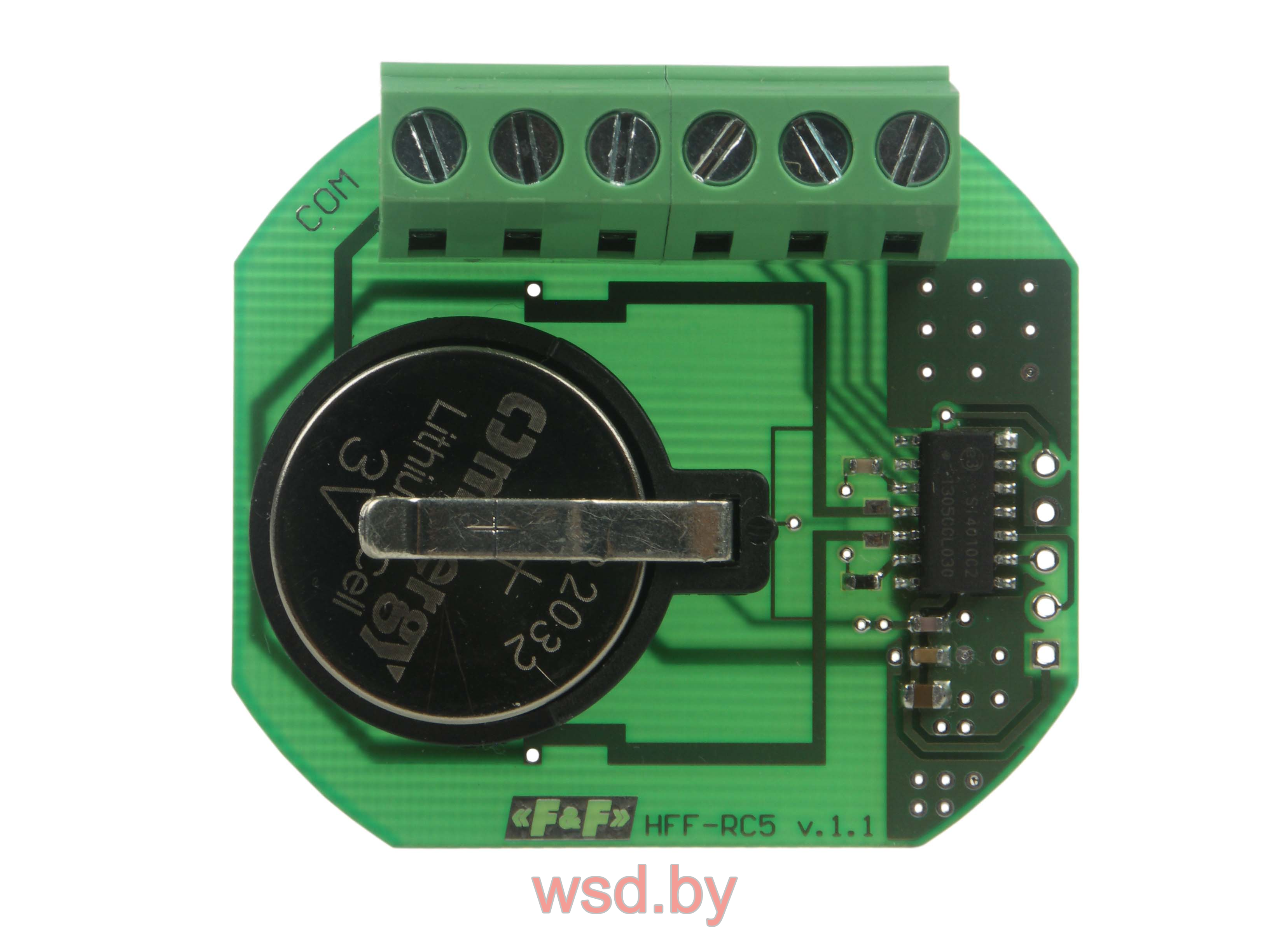 FW-RC5 Передатчик 5-и клавишный, питание от аккумулятора, установка в монтажную коробку Ø60мм  3В DC IP 0